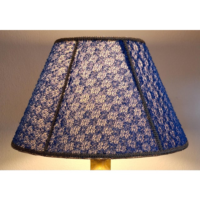 Stone Vintage Table Lamp with Gold-Patinated Putto Base and Fabric Shade from Lamplove, 1970s For Sale - Image 7 of 9