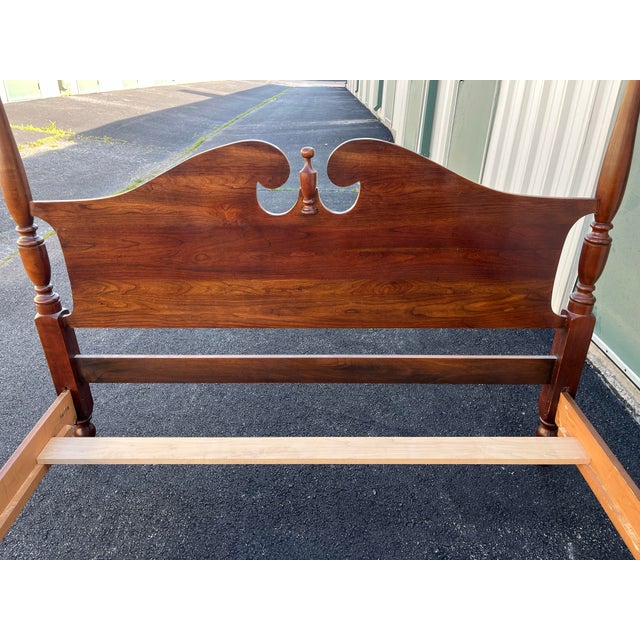 Brown 1970s Cresent Furniture Queen Cherry Poster Bed Frame For Sale - Image 8 of 12