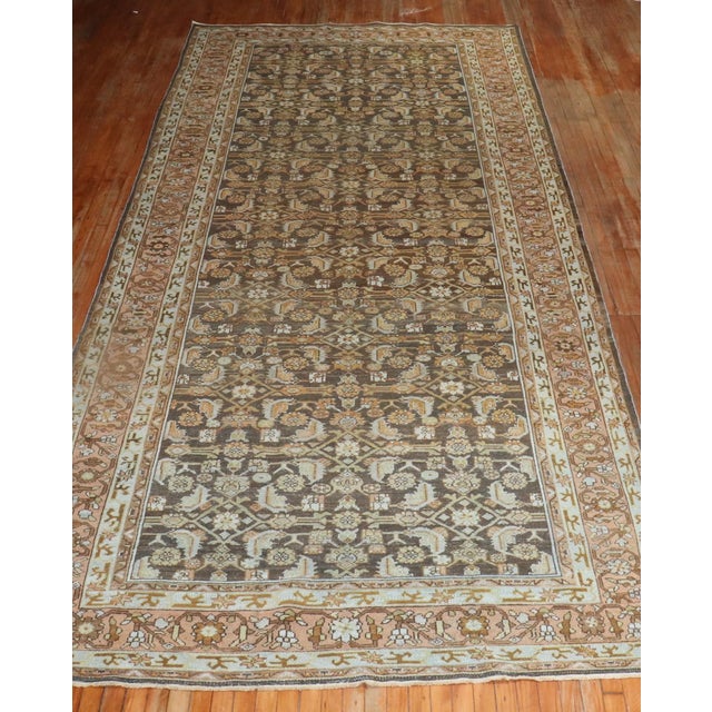 Textile Early 20th Century Brown Persian Malayer Corridor Rug - 6'10" x 17' For Sale - Image 7 of 10