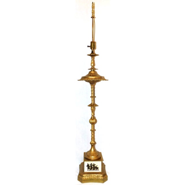 Vintage Large Baroque Style Candlestick Lamp Depicting Artemis and Her Followers For Sale - Image 13 of 18