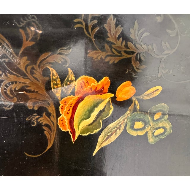 Black The Erina C. Aylward Barre(1903-1990) Vermont Hand-Painted Toleware Gallery Tray For Sale - Image 8 of 11