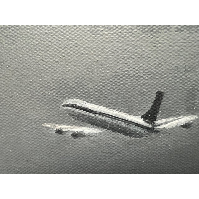 2010s "Departure" Contemporary Cityscape Painting in Gray and Blue of Airport by Mill Valley Artist Mary Anne McKernie For Sale - Image 5 of 12
