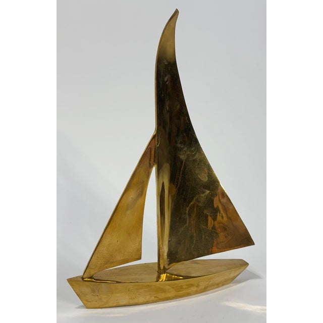 Vintage Oversized Solid Brass Sailboat For Sale In Kansas City - Image 6 of 7