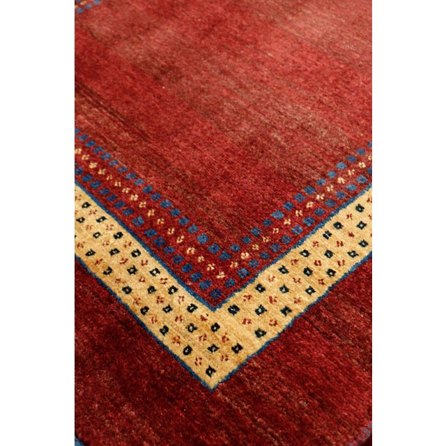 Contemporary Pasargad Home Gabbeh Hand-Knotted Wool Burgundy Runner- 2' 9'' X 7'11'' For Sale - Image 3 of 4