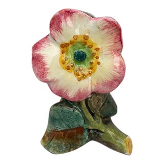 Small 19th Century Majolica Wild Rose Vase Delphin Massier For Sale