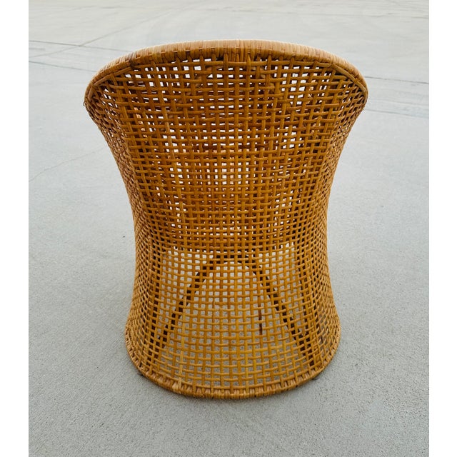 Late 20th Century Vintage Coastal Woven Rattan Barrel Dinning Chair For Sale - Image 5 of 8