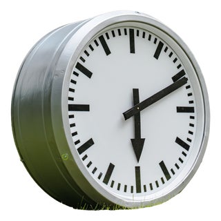 RFT Double-Faced Illuminated Railway Station Clock, Germany, 1950s For Sale