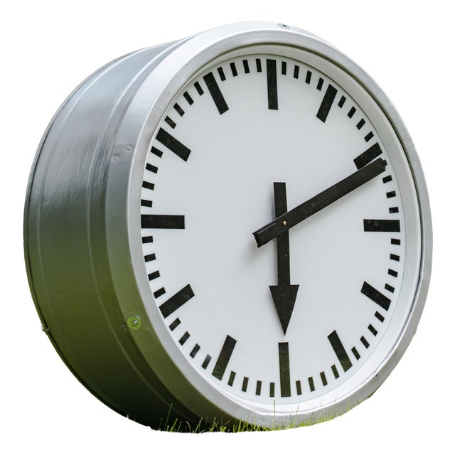 RFT Double-Faced Illuminated Railway Station Clock, Germany, 1950s For Sale