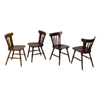 Vintage Country Style Wooden Dining Chairs, Set of 4 For Sale