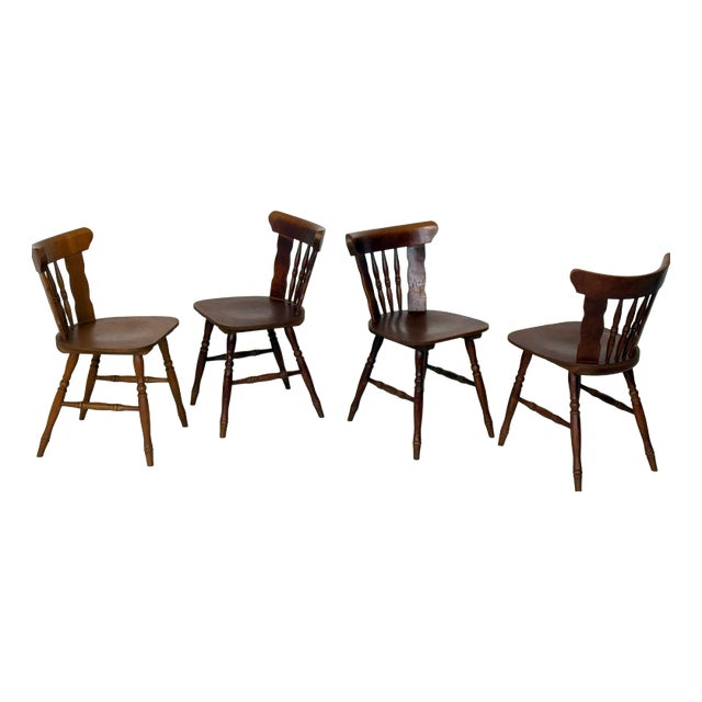 Vintage Country Style Wooden Dining Chairs, Set of 4 For Sale