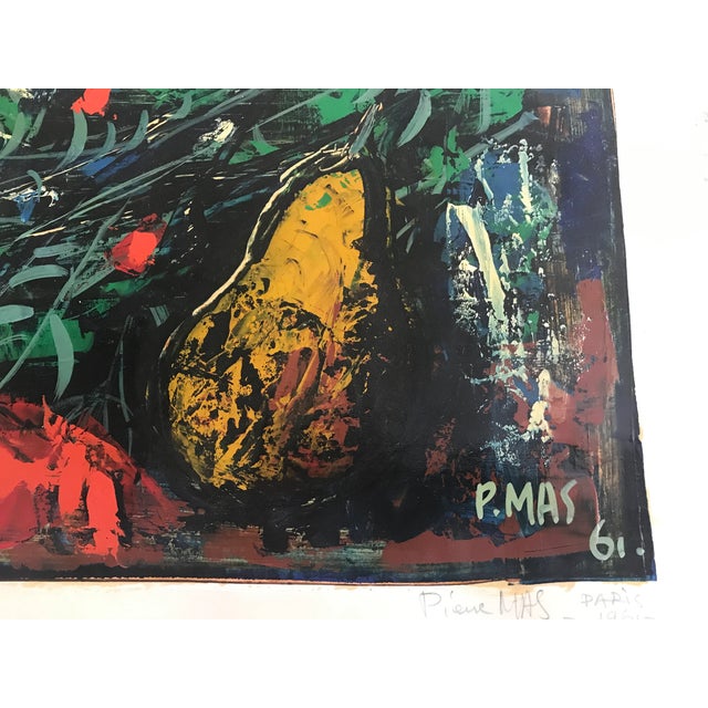 1961 French Abstract Still Life Gouache by Pierre Mas – Pear & Florals, Paris For Sale - Image 4 of 7