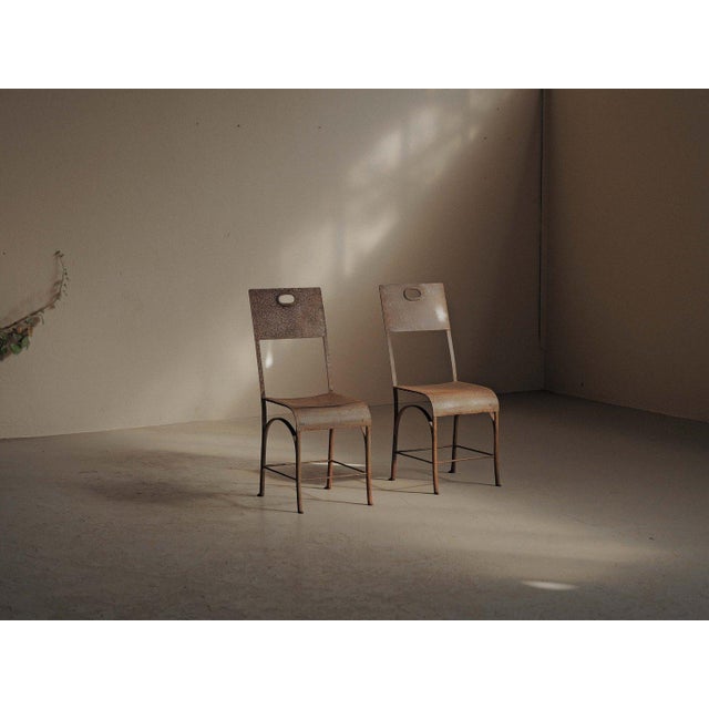 Riveted Steel and Patinated Sheet Metal Chairs, 1920, Set of 2 For Sale - Image 16 of 18