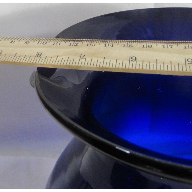 Vintage Cobalt Blue Blown Glass Water Pitcher For Sale - Image 10 of 15