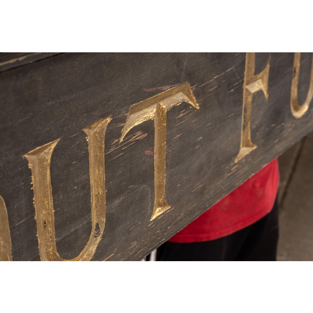 Antique Hand-Carved "Bookhout Funeral Home" Painted Wood Sign For Sale - Image 11 of 15