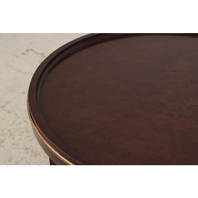 2000 - 2009 Baker Burl Walnut Mahogany Round Lamp Table For Sale - Image 5 of 13
