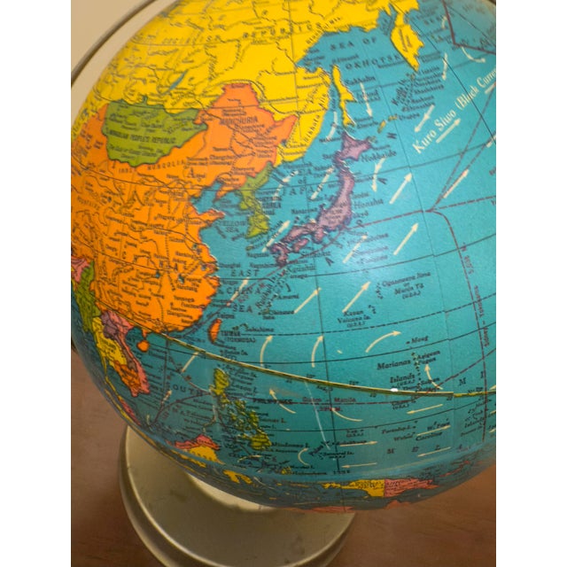 Mid-Century Modern Vintage George F. Cram Co. “Plasti-Lite” Illuminated World Globe For Sale - Image 3 of 6