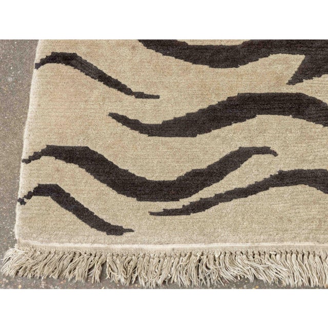 Tibetan Style Tiger Stripe Pattern Carpet, 9' X 6' For Sale In New York - Image 6 of 8