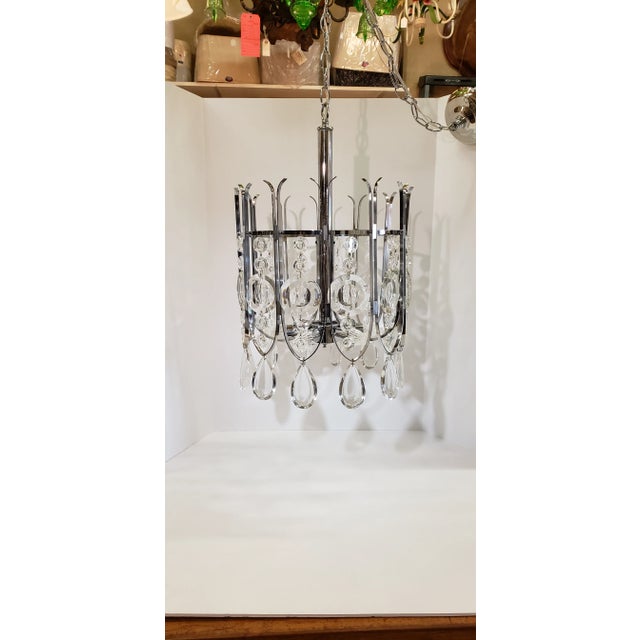 Gaetano Sciolari Chrome and Crystal Chandilier For Sale - Image 12 of 12