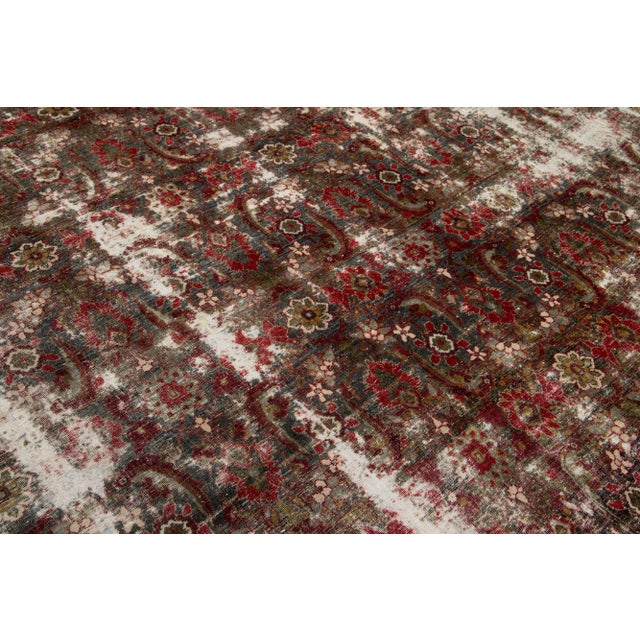 1900s Blue Antique Persian Mahal Wool Rug With Allover Pattern For Sale - Image 11 of 12