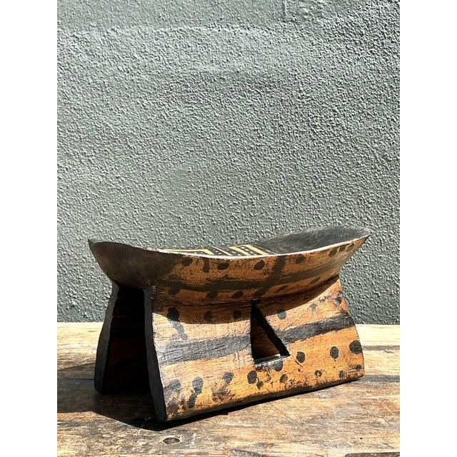 Brown Vintage Brazilian Hand Painted Head Rest For Sale - Image 8 of 12