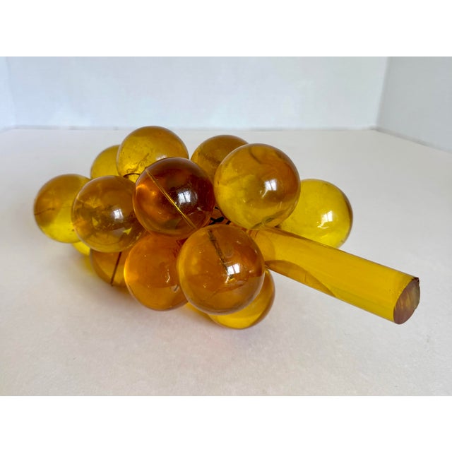 Plastic Mid-Century Modern Golden Yellow Lucite Grape Cluster Sculpture For Sale - Image 7 of 7