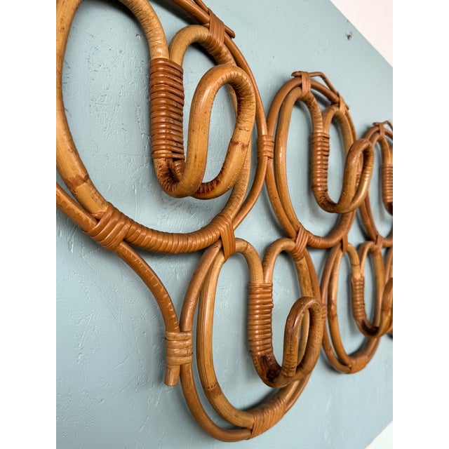 1960s Bamboo and Wicker Coat Rack, Italy, 1960s For Sale - Image 5 of 12