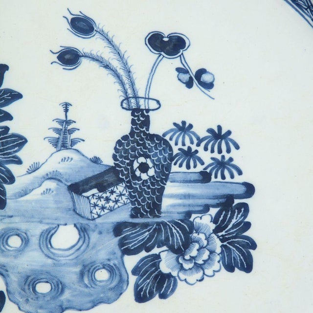 Mid 18th Century Traditional Large Irish Delft Blue & White Serving Platter For Sale - Image 4 of 12