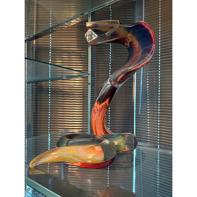 Vintage Dino Rosin Calcedony Cobra Blown Glass Murano Sculpture For Sale In Atlanta - Image 6 of 10