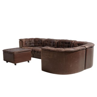 Ds11 Modular Leather Sofa Sections & Ottoman from de Sede, 1970s, Set of 6 For Sale