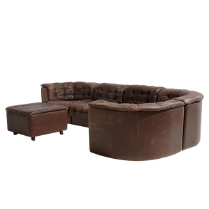 Ds11 Modular Leather Sofa Sections & Ottoman from de Sede, 1970s, Set of 6
