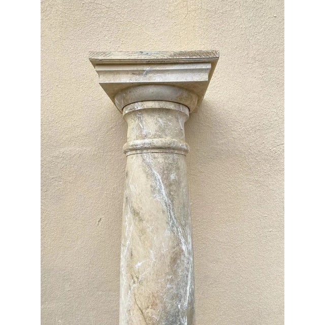 Vintage Reclaimed Salvage Wooden Faux Marble Painted Column Pair For Sale In Philadelphia - Image 6 of 12