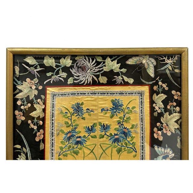Late 19th Century Late Qing Dynasty Antique Chinese Silk Hand-Embroidered Panel For Sale - Image 5 of 8