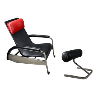 Set of Grand Repos Lounge Chair and Ottoman by Jean Prouvé for Tecta, 1980s For Sale