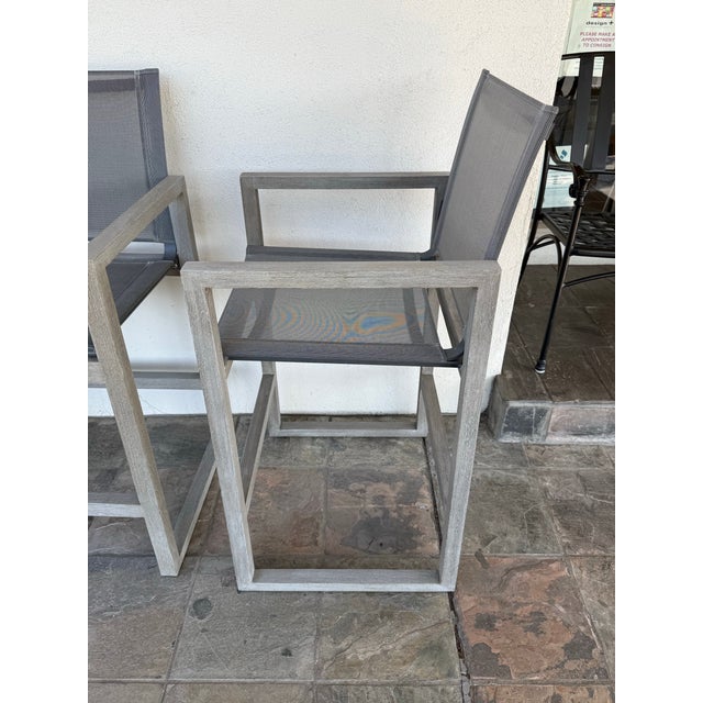 Restoration Hardware Aegean Teak Wood Counter Stools, Set of 4 For Sale - Image 9 of 13