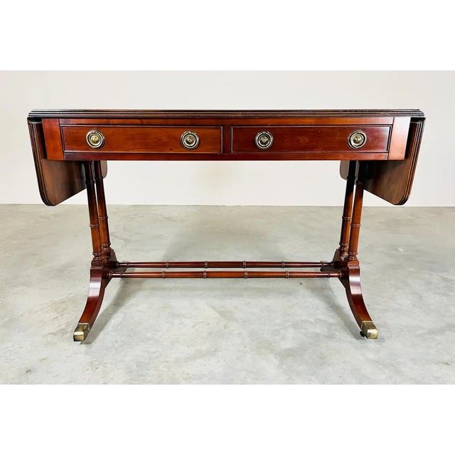 Chippendale Style Faux Bamboo Drop Leaf Desk or Dining Table Chairish