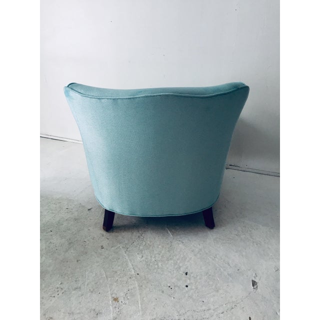 Traditional Club Chair & Ottoman Light-Blue Excellent | Chairish