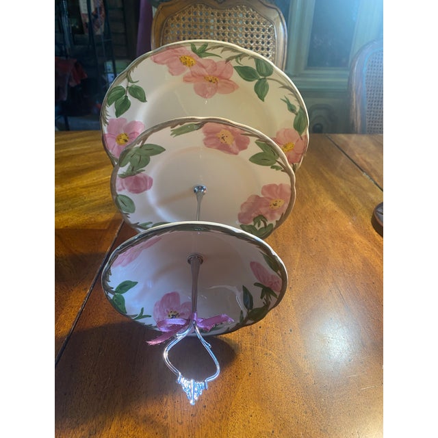 Franciscan Desert Rose 3 Tired Cake Stand Wedding Display, cupcakes, stand, dessert stand, the bottom plate is a dinner...