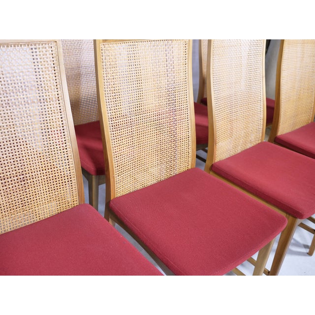 Mid-Century Modern Walnut Wicker Dining Chairs by Dillingham, 1960s, Set of 8 For Sale - Image 9 of 13