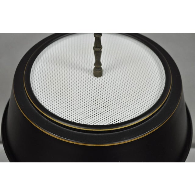 Late 20th Century Vintage French Country Brass Candlestick Tole Metal Shade Bouilotte Desk Lamp For Sale - Image 5 of 12