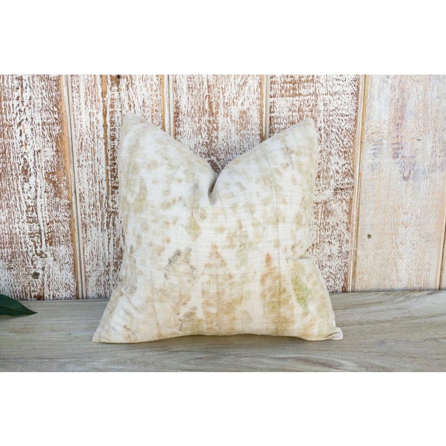 Textile Vintage Sangla Leaf Printed Organic Silk Pillow For Sale - Image 7 of 10