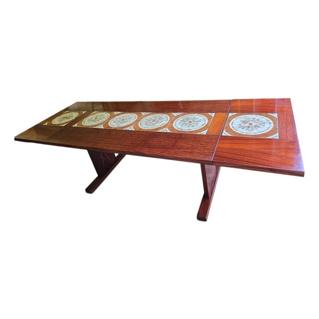 1970s Attributed Ox Art Danish Rosewood Tile Drop Leaf Dining Table For Sale
