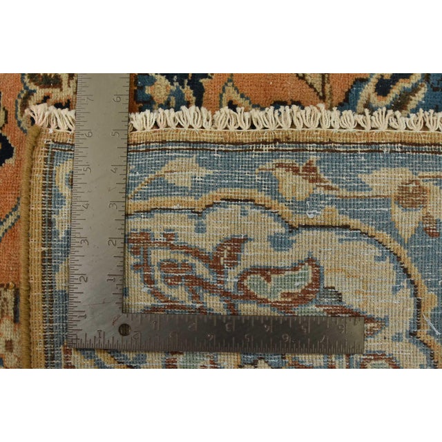 Najafabad Rug 8’10” X 11’4” Orange Wool Vintage Distressed Hand-Knotted Carpet For Sale - Image 15 of 15