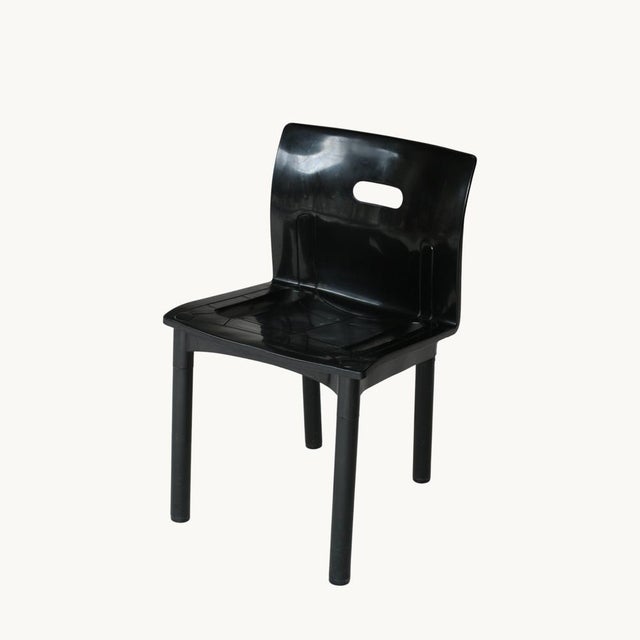 Black Chairs in Printed Black Plastic by Anna Castelli Ferreiri for Kartell, 1980s, Set of 10 For Sale - Image 8 of 11