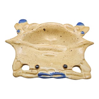 Vintage Chamberlain Stoneware Crab Dish Brown Pottery, Signed For Sale