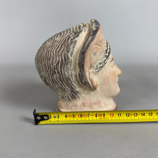 Classical Greek Head Sculpture in Terracotta, 1960s For Sale - Image 9 of 11