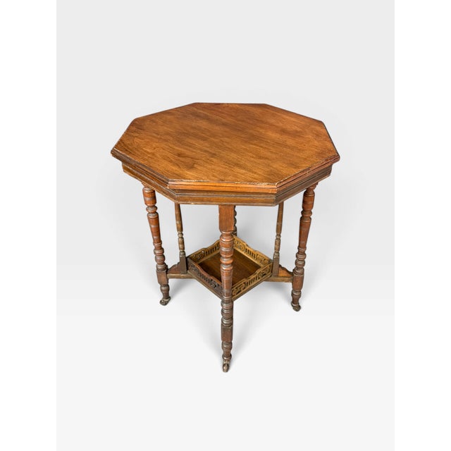 Antique Victorian Octagonal Occasional Table on Casters, 1890s For Sale - Image 6 of 9