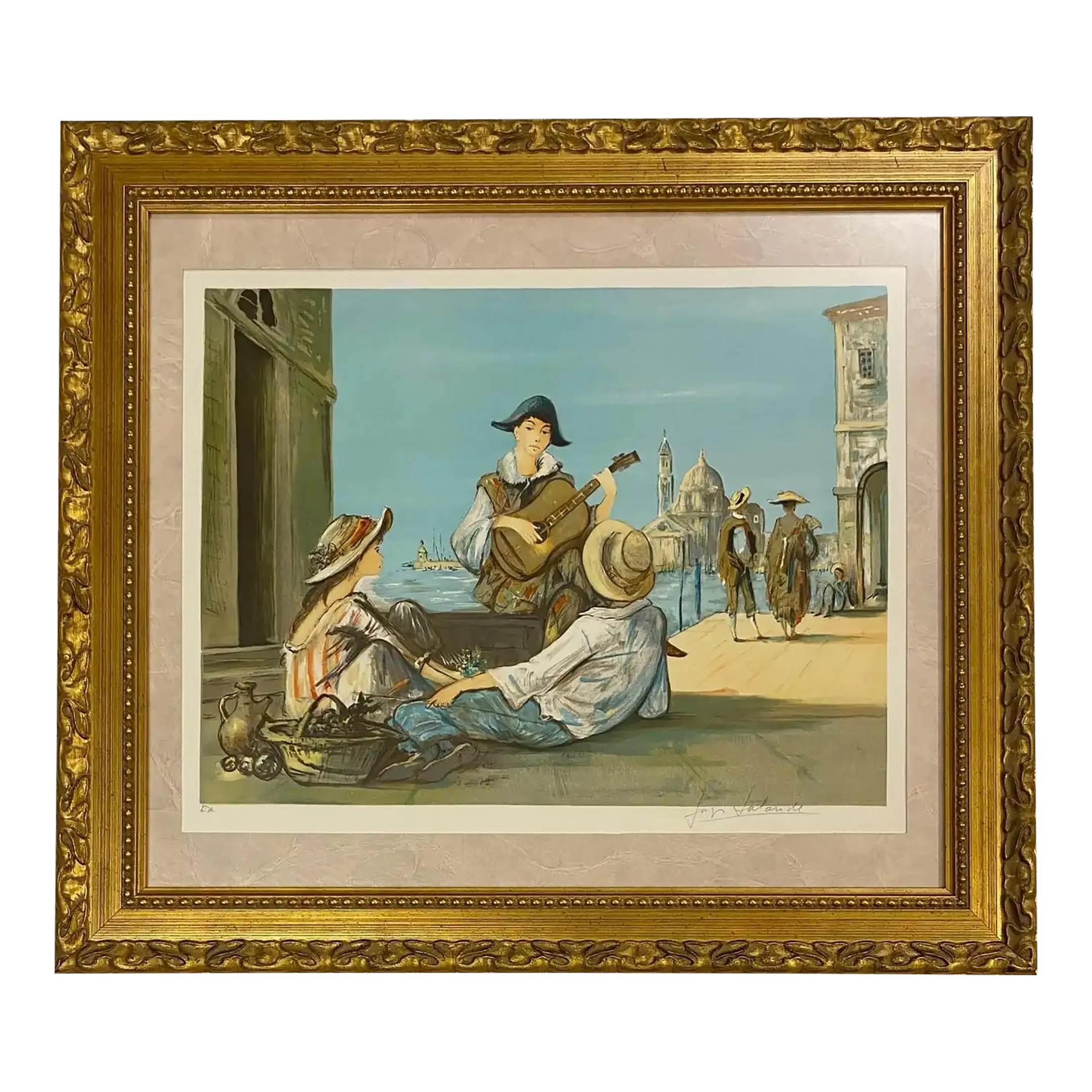 Impressionist Color Lithograph Venice Italy, Color Artist Proof by