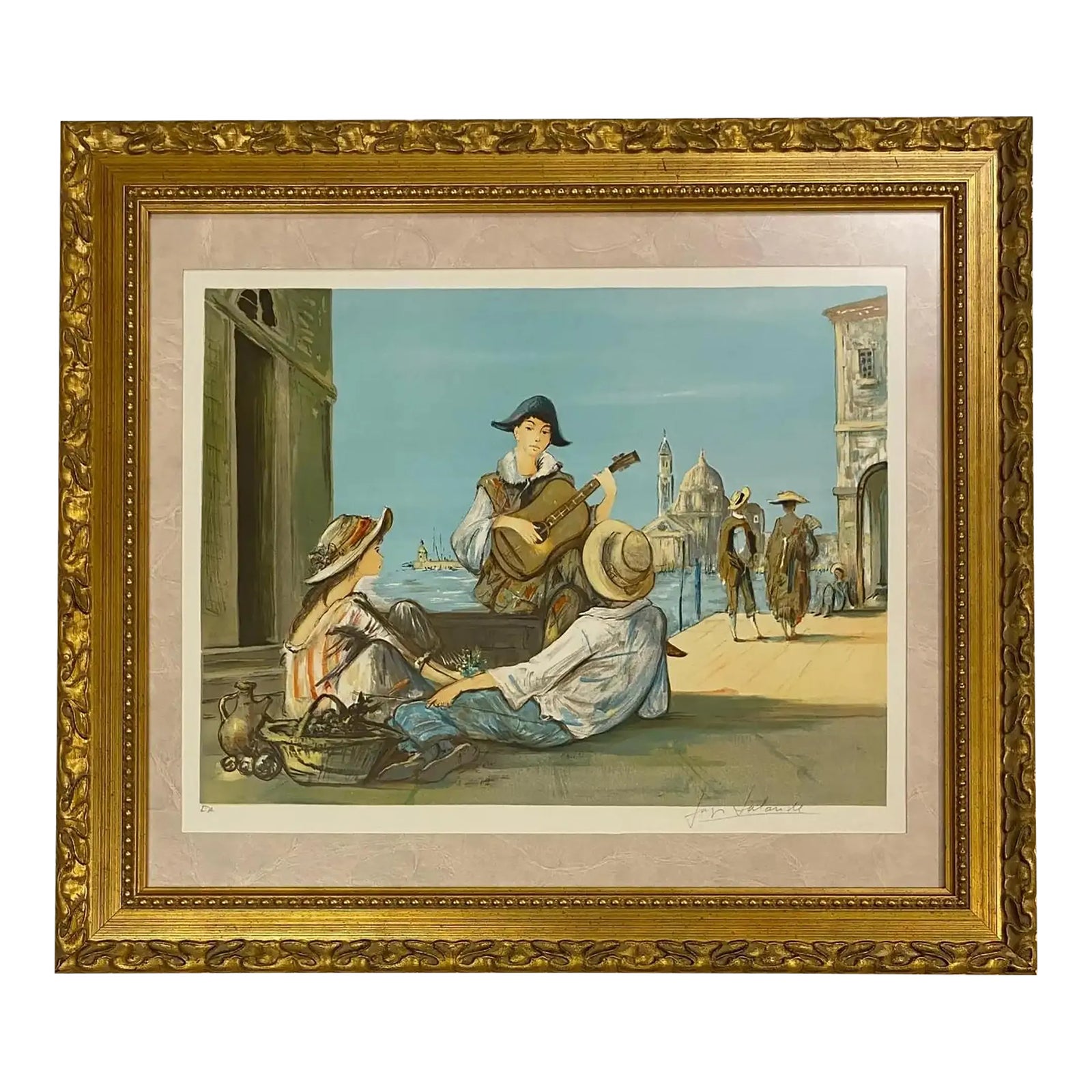 Impressionist Color Lithograph Venice Italy, Color Artist Proof by