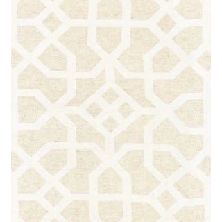 The House of Scalamandré Linen Lattice Fabric, Natural & Ivory For Sale