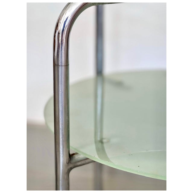 Round Tubular Side Table with Double Glass Top by Marcel Breuer for Thonet For Sale - Image 9 of 18